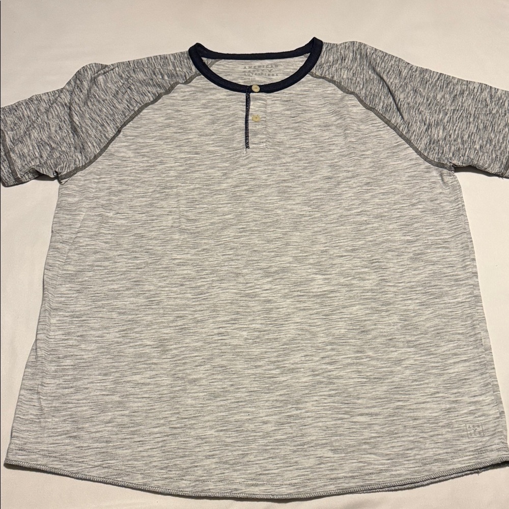American Eagle Outfitters Navy and Gray Shirt